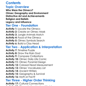 The Ancient Americas Olmec Civilization Worksheet Activity Booklet