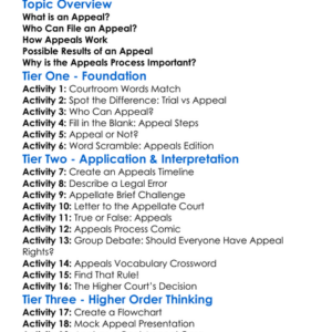 The Appeals Process Worksheet Activity Booklet