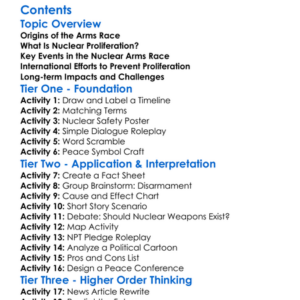 The Arms Race And Nuclear Proliferation Worksheet Activity Booklet