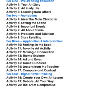 The Art Lesson Tomie Depaola Worksheet Activity Booklet