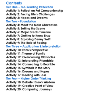 The Art Of Racing In The Rain Garth Stein Worksheet Activity Booklet