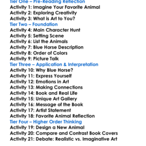 The Artist Who Painted A Blue Horse Worksheet Activity Booklet