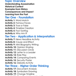 The Assassination Of Major Leaders Worksheet Activity Booklet