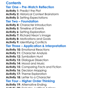 The Assassination Of Richard Nixon 2004 Worksheet Activity Booklet
