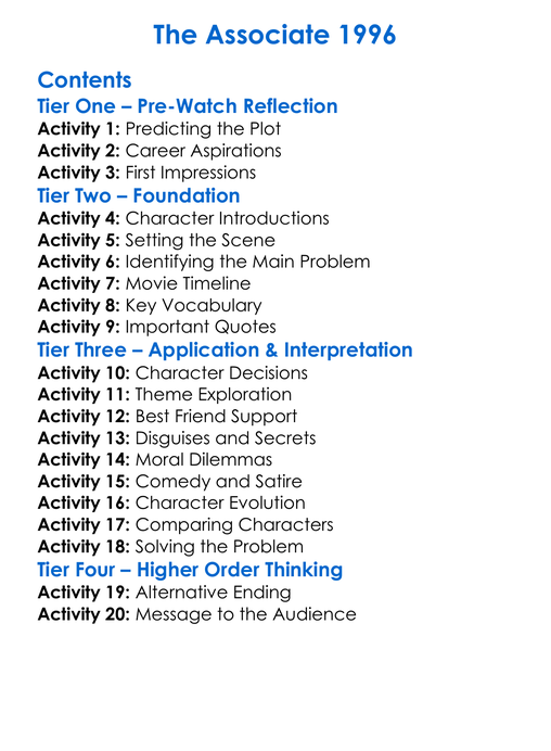 The Associate 1996 Worksheet Activity Booklet
