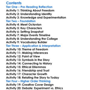 The Astonishing Life Of Octavian Nothing Mt Anderson Worksheet Activity Booklet