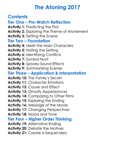 The Atoning 2017 Worksheet Activity Booklet
