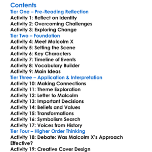 The Autobiography Of Malcolm X Malcolm X  Alex Haley Worksheet Activity Booklet