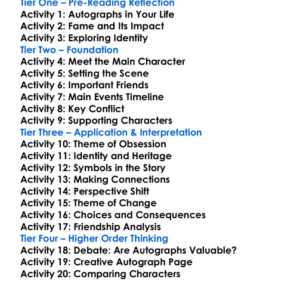 The Autograph Man Zadie Smith Worksheet Activity Booklet