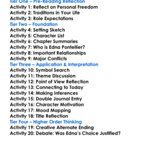 The Awakening Kate Chopin Worksheet Activity Booklet