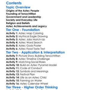 The Aztec Empire Origins And Society Worksheet Activity Booklet