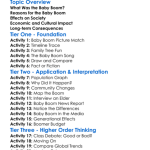 The Baby Boom Worksheet Activity Booklet