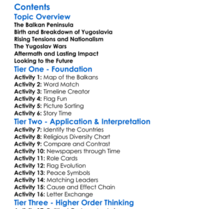 The Balkan Conflicts And Yugoslav Wars Worksheet Activity Booklet