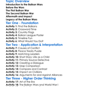 The Balkan Wars Worksheet Activity Booklet