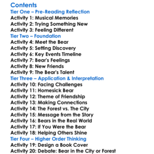 The Bear And The Piano David Litchfield Worksheet Activity Booklet