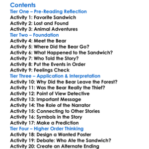 The Bear Ate Your Sandwich Julia Sarcone-Roach Worksheet Activity Booklet