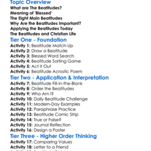 The Beatitudes Worksheet Activity Booklet