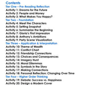 The Beautiful And Damned F Scott Fitzgerald Worksheet Activity Booklet