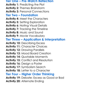 The Beauty Of Excess 2013 Worksheet Activity Booklet