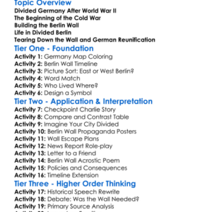 The Berlin Wall And Divided Germany Worksheet Activity Booklet