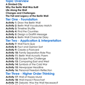 The Berlin Wall Worksheet Activity Booklet