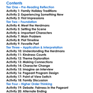 The Best Christmas Pageant Ever Barbara Robinson Worksheet Activity Booklet