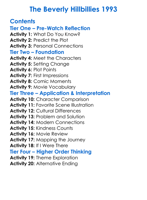 The Beverly Hillbillies 1993 Worksheet Activity Booklet