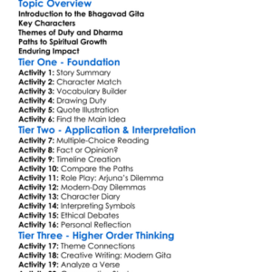The Bhagavad Gita Worksheet Activity Booklet