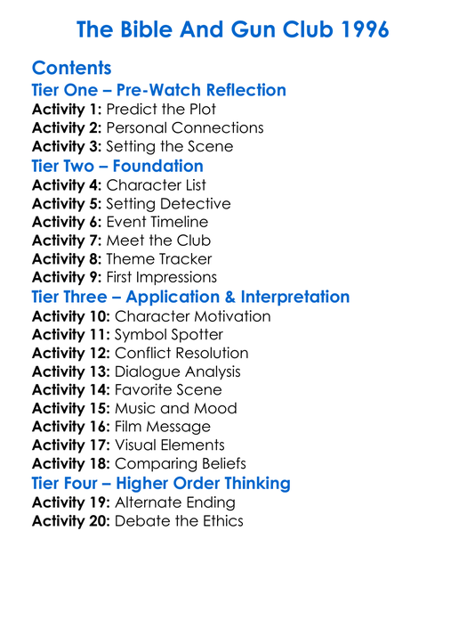 The Bible And Gun Club 1996 Worksheet Activity Booklet