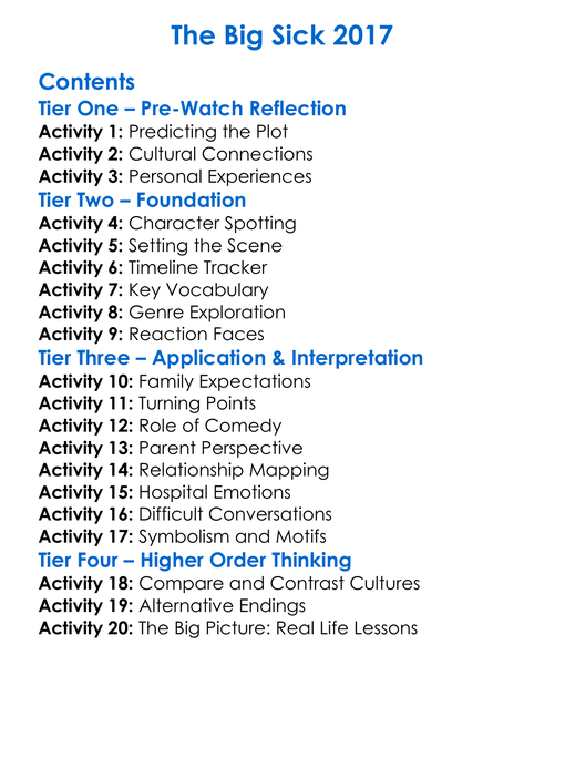 The Big Sick 2017 Worksheet Activity Booklet