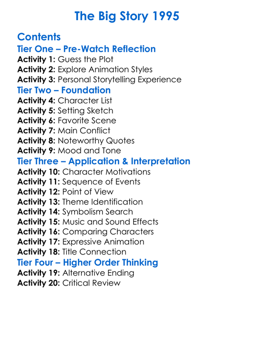 The Big Story 1995 Worksheet Activity Booklet