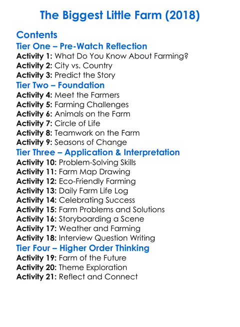 The Biggest Little Farm 2018 Worksheet Activity Booklet