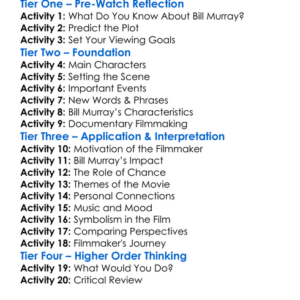 The Bill Murray Experience 2017 Worksheet Activity Booklet