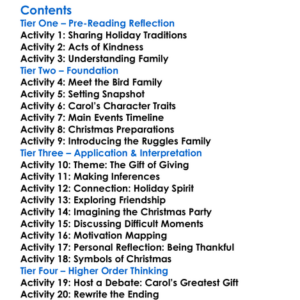 The Birds Christmas Carol Kate Douglas Wiggin Worksheet Activity Booklet