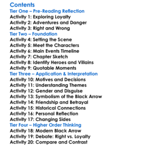 The Black Arrow Robert Louis Stevenson Worksheet Activity Booklet