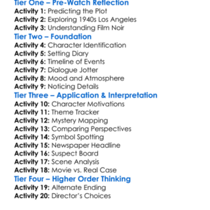 The Black Dahlia 2006 Worksheet Activity Booklet