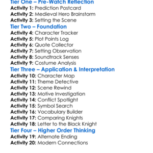 The Black Knight Returns 2009 Worksheet Activity Booklet