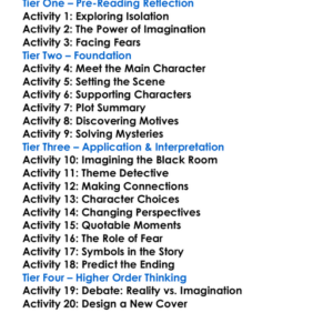 The Black Room Colin Wilson Worksheet Activity Booklet