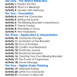 The Blessing Bracelet 2023 Worksheet Activity Booklet