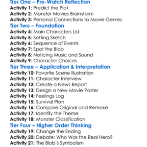The Blob 1988 Worksheet Activity Booklet