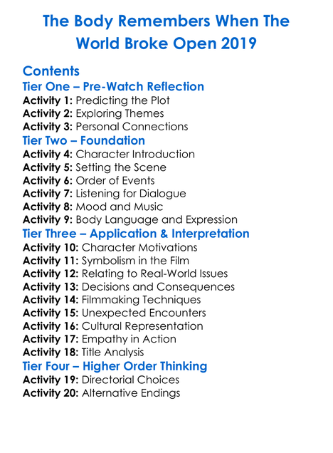The Body Remembers When The World Broke Open 2019 Worksheet Activity Booklet