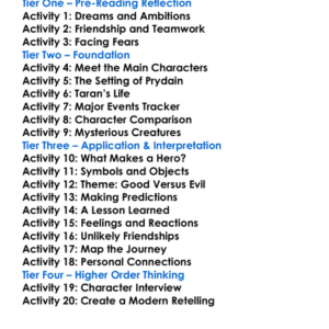 The Book Of Three Lloyd Alexander Worksheet Activity Booklet