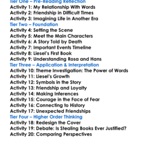 The Book Thief Markus Zusak Worksheet Activity Booklet