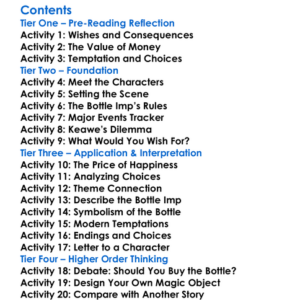 The Bottle Imp Robert Louis Stevenson Worksheet Activity Booklet