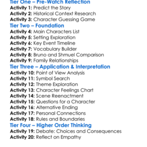 The Boy In The Striped Pajamas Worksheet Activity Booklet