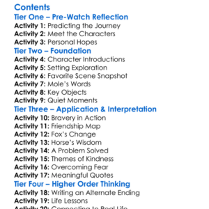 The Boy The Mole The Fox And The Horse 2022 Worksheet Activity Booklet