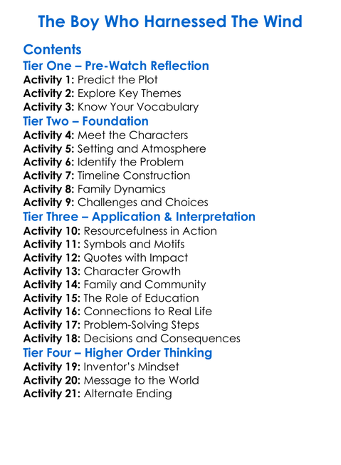 The Boy Who Harnessed The Wind Worksheet Activity Booklet