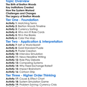 The Bretton Woods System Worksheet Activity Booklet