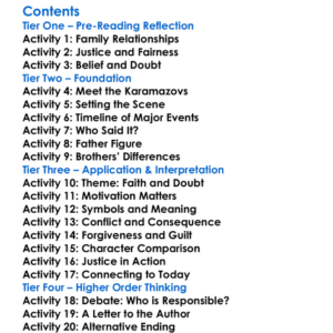 The Brothers Karamazov Fyodor Dostoevsky Worksheet Activity Booklet