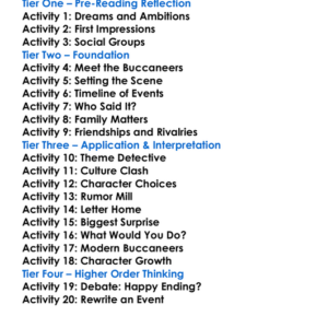 The Buccaneers Edith Wharton Worksheet Activity Booklet